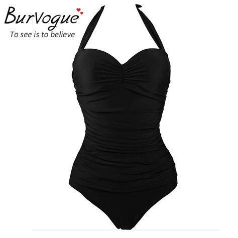 Burvogue One Piece Summer Swimwear High Elasticity Halter Swim Suit Women 2016 Hot Pattern