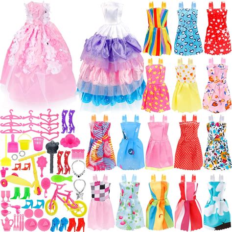Janyun 73pcs Dolls Fashion Set For Dressing Up Barbie Dolls Included