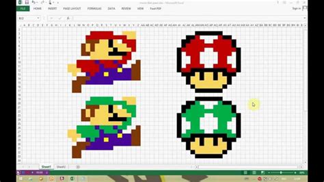 Pixel Art Mario With Ms Excel 8 Bit Youtube