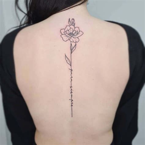 Black Small And Minimalistic Rose Down The Spine Pink Rose Tattoos