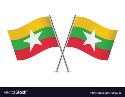 Republic Of The Union Of Myanmar Crossed Flags Vector Image