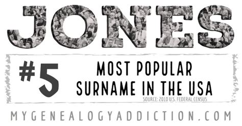 Jones Ranked 5th Among The Most Common Surnames In The Usa Genealogy