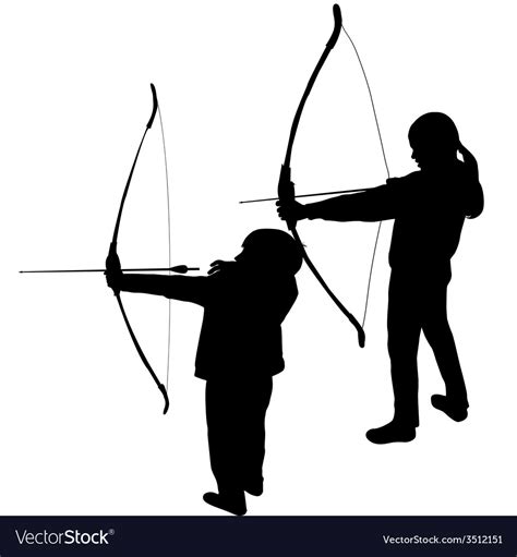 Children Silhouettes Playing Archery Royalty Free Vector