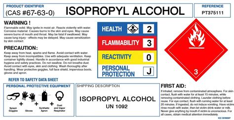 Isopropyl Alcohol Nfpa Label All In One Photos