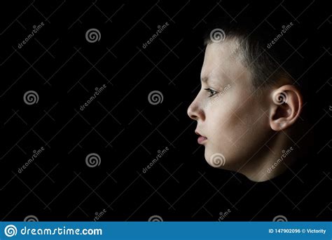 Depressed Sad Boy Profile Portrait Stock Photo Image Of