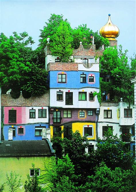 The hundertwasserhaus is an apartment house in vienna, austria, built after the idea and concept of austrian artist friedensreich hundertwasser with. Hundertwasser - WOHNHAUSANLAGE DER GEMEINDE WIEN ...