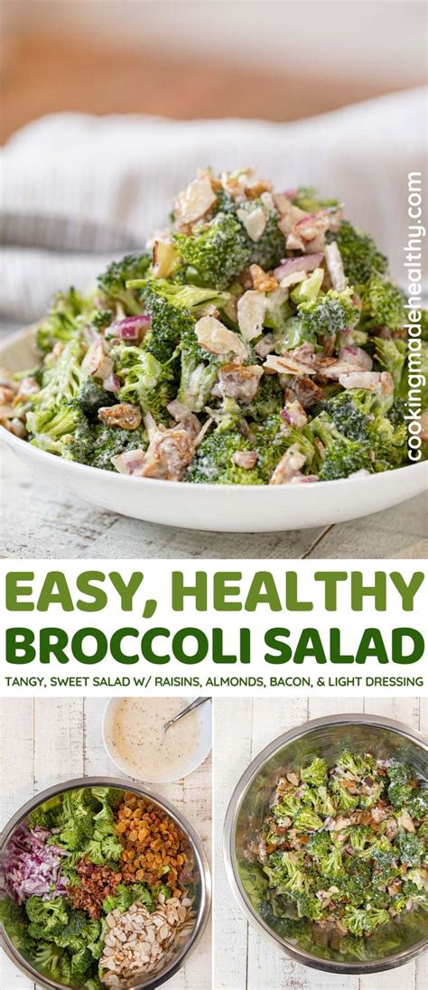 Broccoli salad is a quick and easy salad recipe that is perfect for a potluck or summer party. Healthy Broccoli Salad recipe - Cooking Made Healthy