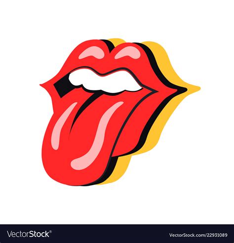Rock Symbol Mouth With Tongue Royalty Free Vector Image