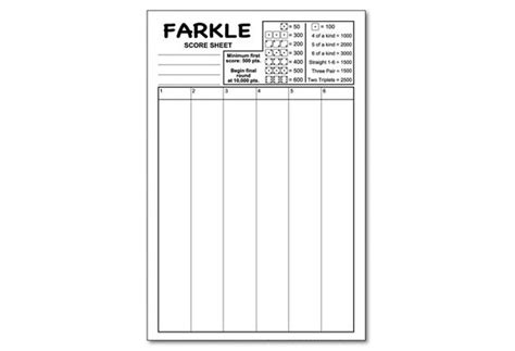 Farkle Score Pad 55 X 85 With 50 Sheets Black