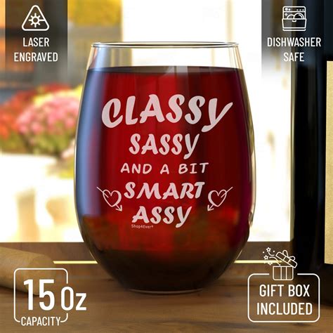 classy sassy smart stemless wine glass etsy