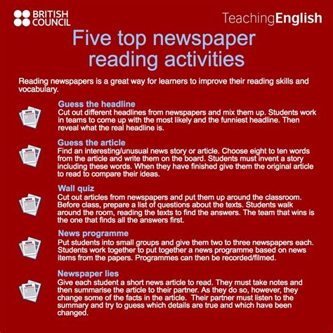Newspaper reading activities | Reading activities, Improve reading skills, Reading vocabulary