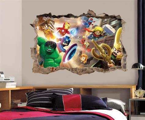 Lego Marvel Dc Smashed Wall 3d Decal Removable Graphic Wall Sticker
