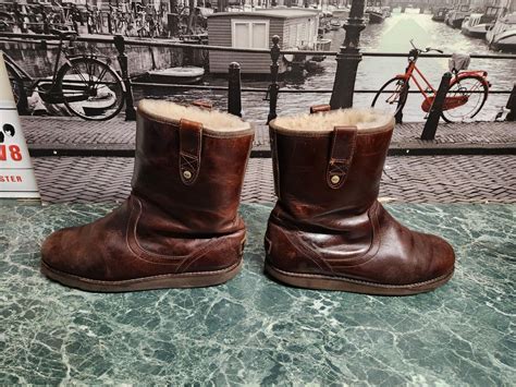 Ugg Australia Stoneman Waterproof Brown Leather Boots Size Uk 8 Eu 42