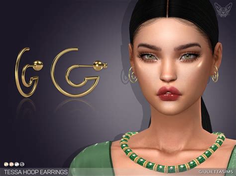 Sims 4 — Tessa Hoop Earrings By Feyona — 4 Swatches Base Game