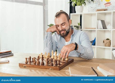 Man Playing Chess With Himself Stock Image Image Of Intelligence