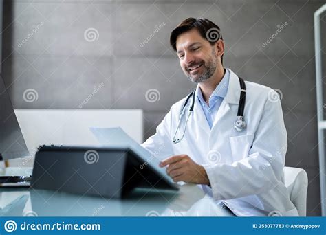 Happy Male Doctor Stock Image Image Of Healthcare Notes 253077783