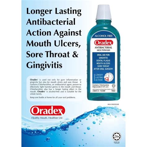 Oradex Antibacterial Mouthwash 400ml Alcohol Free Lazada