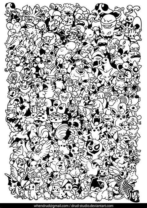 A Large Group Of Cartoon Characters Are Shown In This Black And White