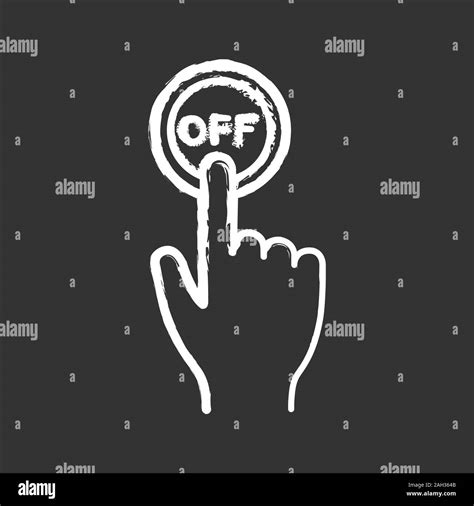 Turn Off Button Click Chalk Icon Shutdown Power Off Hand Pressing