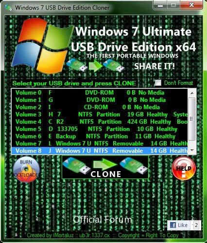 Wintoflash will also allow you to transfer your live cd or dvd to a usb card; WINDOWS 7 USB STICK EDITION BY IMORTALUZ