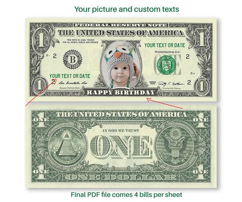 A Custom Dollar Bill A Real Dollar Bill With Your Name Photo