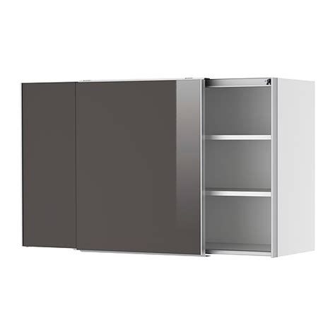 The new ikea sektion door hinges mount in 2 holes that are horizontal. FAKTUM Wall cabinet with sliding doors - Abstrakt grey ...