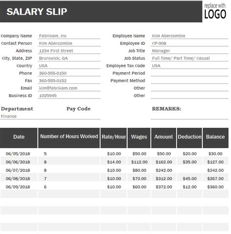 Free Salary Slip Templates For Corporate Excel Word Best