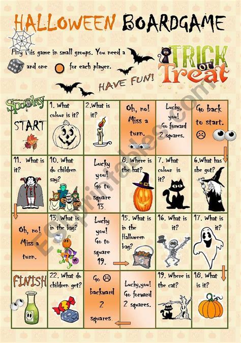 Halloween Boardgame Esl Worksheet By Szilvi