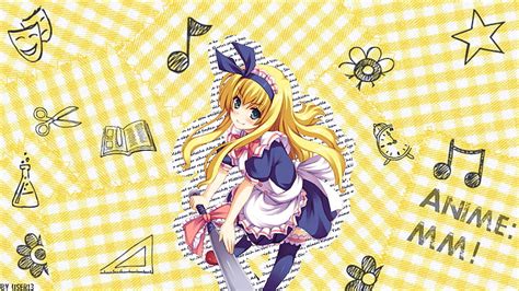 Hd Wallpaper Mm Anime Girls Isurugi Mio Yellow Pattern