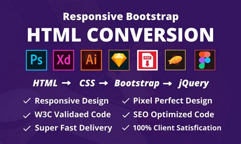 Convert Psd Xd Figma To Html Responsive With Bootstrap Or Tailwind