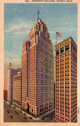 Penobscot Building Detroitmi Wayne County Michigan Vintage Postcard Ebay