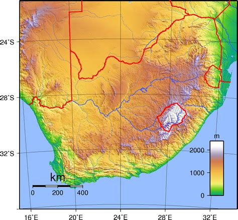 South Africa Topography Mapsofnet