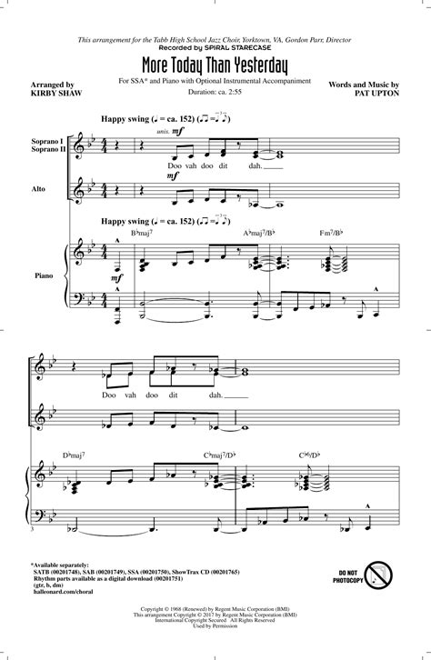 Kirby Shaw More Today Than Yesterday Sheet Music And Chords For Sab Choir Download Pdf Score 11