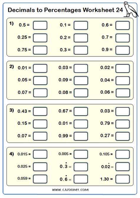 decimals to percentages worksheet percentages math mathematics