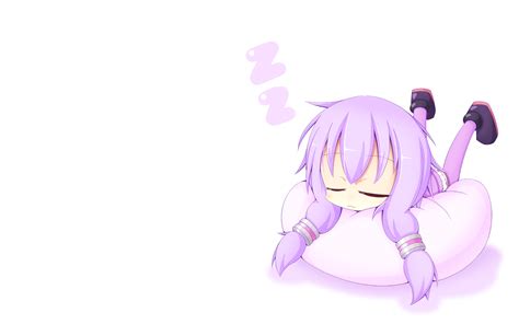 Cat Smile Chibi Miiya Kuroi Hako Purple Hair Sleeping