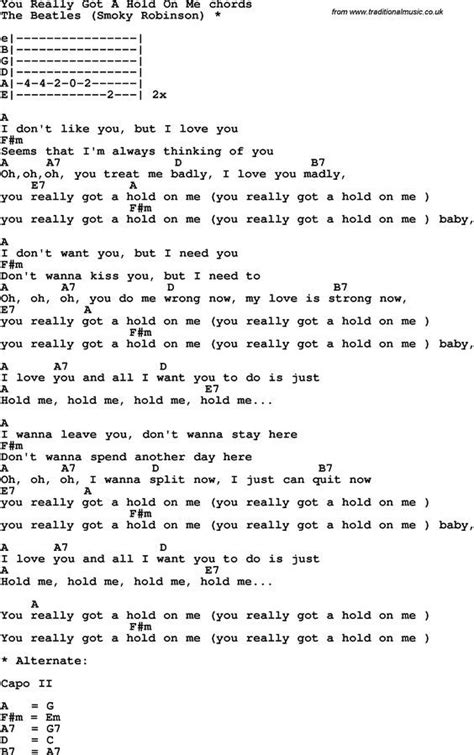 Song Lyrics with guitar chords for You Really Got A Hold On Me - The ...