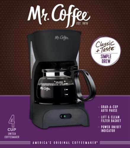 Mr Coffee Switch Coffeemaker Black 4 Cup Foods Co