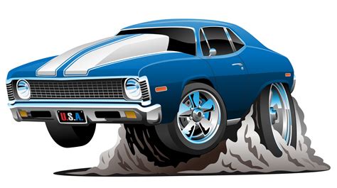 Classic American Muscle Car Cartoon Vector Illustration 371900 Vector