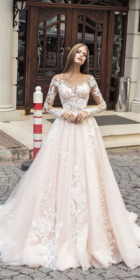 Custom made sheer long sleeves lace wedding dresses with appliques scoop neck court train plus size a line bridal gowns, white. Wedding Dress | Long sleeve wedding dress lace, Wedding ...