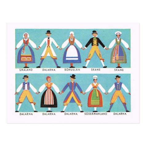 Vintage Sweden Traditional Swedish Folk Costume 2 Postcard Zazzle