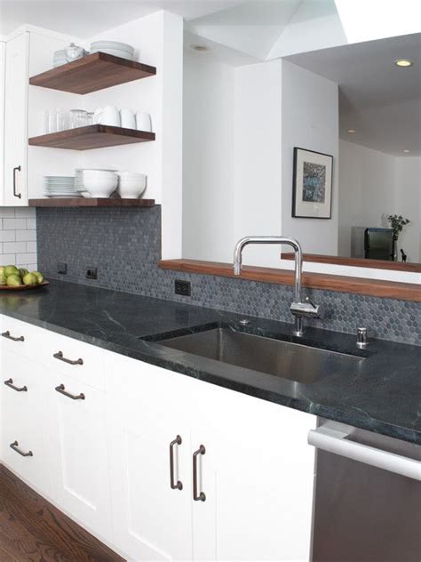 No problem, here are tips to kitchen organization. Brass Pulls, Grey Octagonal tiles mixed with subway tiles ...