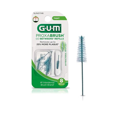 Gum Proxabrush Go Betweens Interdental Brush Refills Tight 8 Count