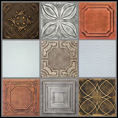 The pattern of the tiles. ANTIQUE PAINTED STYROFOAM TIN LOOK CEILING TILES 20x20 ...