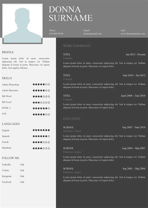 A gallery of 50+ free resume templates for word. Skilled Donna - Beautiful modern CV template