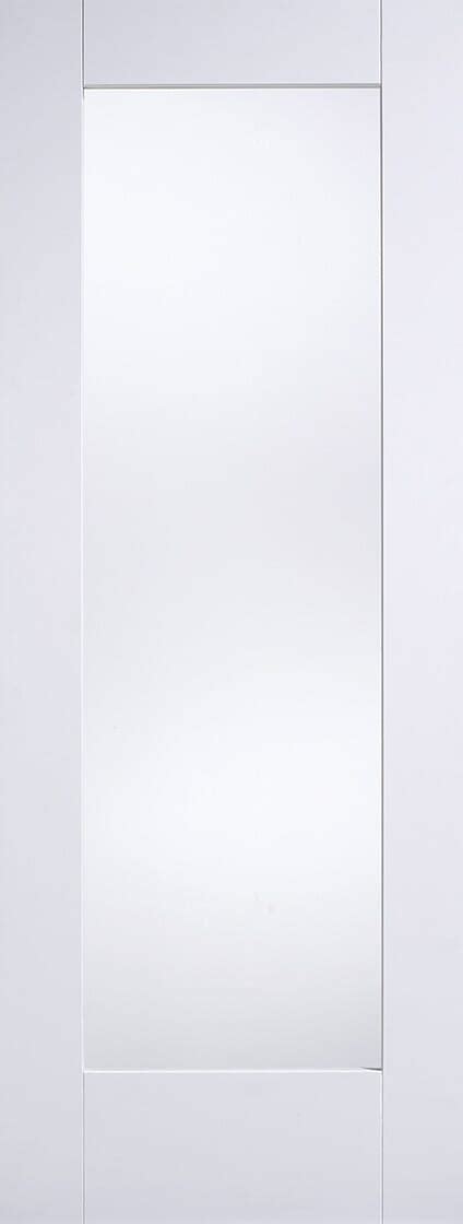 726 X 2040 X 40mm White Primed Shaker 1 Light Clear Glass Internal
