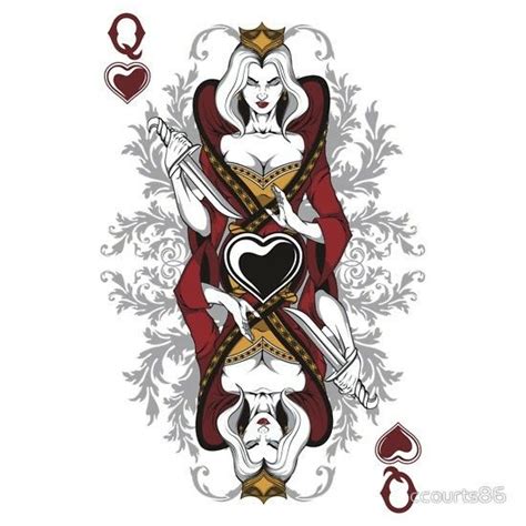 Queen Of Hearts Tattoo Queen Of Hearts Card Queen Tattoo King Of