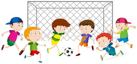 Group Of Boys Playing Soccer 298603 Vector Art At Vecteezy
