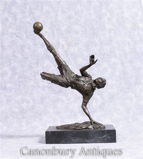 English Bronze Football Player Statue Scissor Kick Soccer Stanley Matthews
