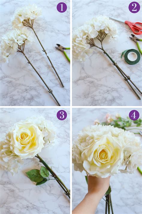 Flowers in full bloom dotted along a textured branch featuring smooth, realistic flowers make our cherry blossom so beautiful. How to Make a Silk Flower Bridal Bouquet - Zen & Spice ...