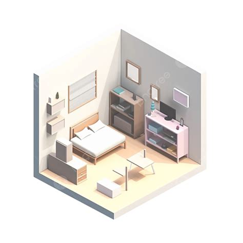 3d Room Model Well Lit 3d Model Bed Room Model Png Transparent